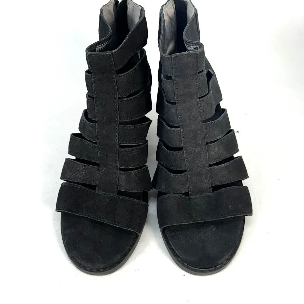 Vionic Heels Womens 6 Black Leather Harlow Gladiator Orthothic Bootie Shoes